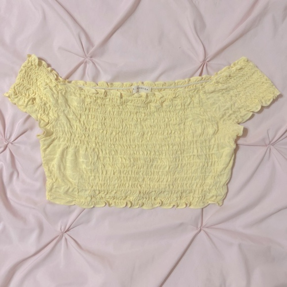 LA Hearts Yellow Ruched Crop Top, Size Medium